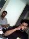 Jeevesh drinking tea with Valsan in the background